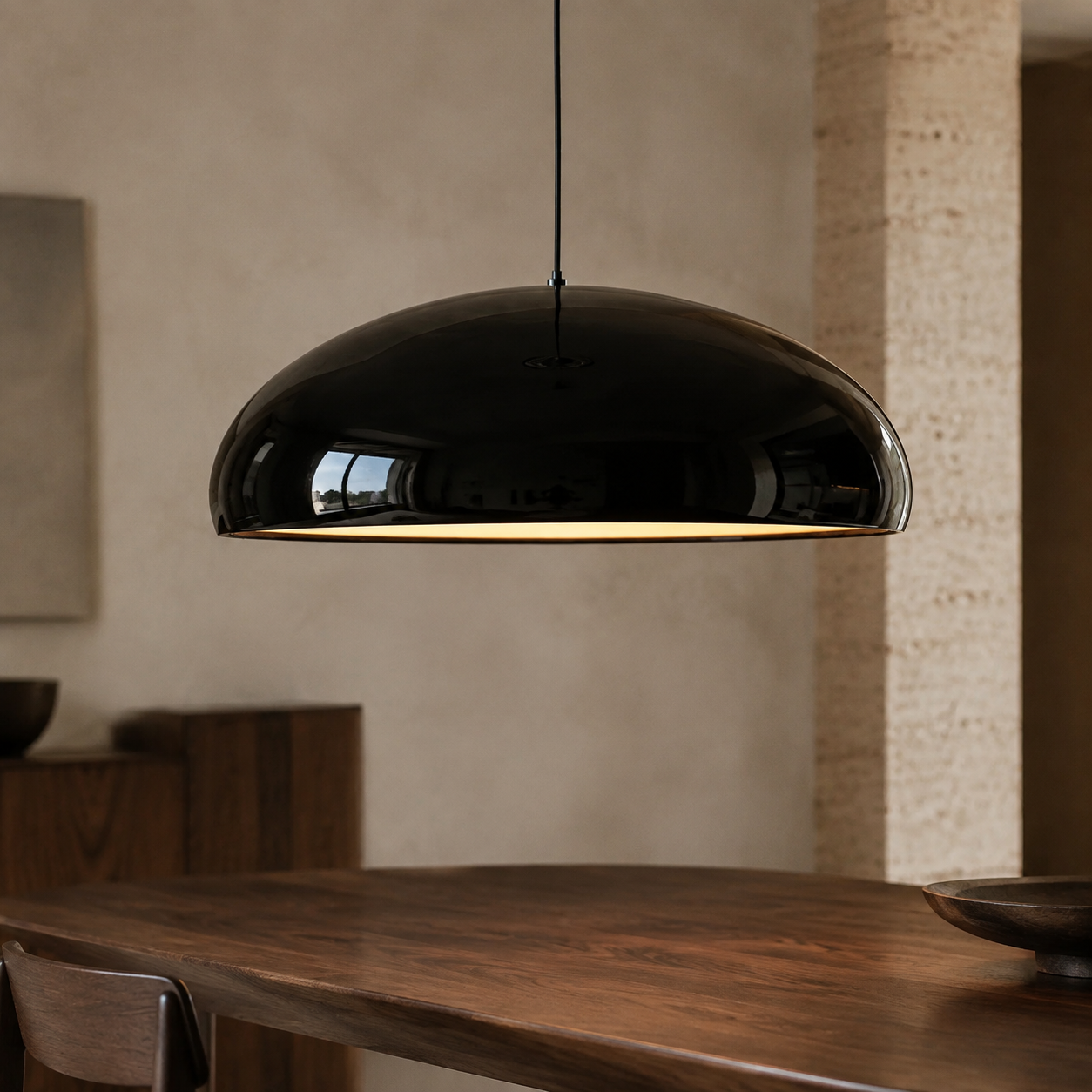 Bauhaus Pendel Lampe i Metal - Halvkugleformet Skærm med Højglans Finish 5
