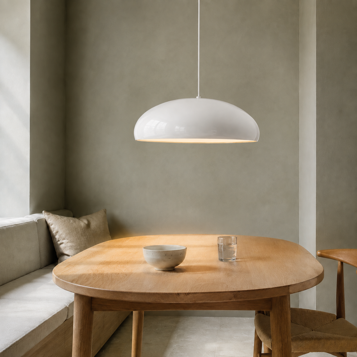 Bauhaus Pendel Lampe i Metal - Halvkugleformet Skærm med Højglans Finish 6