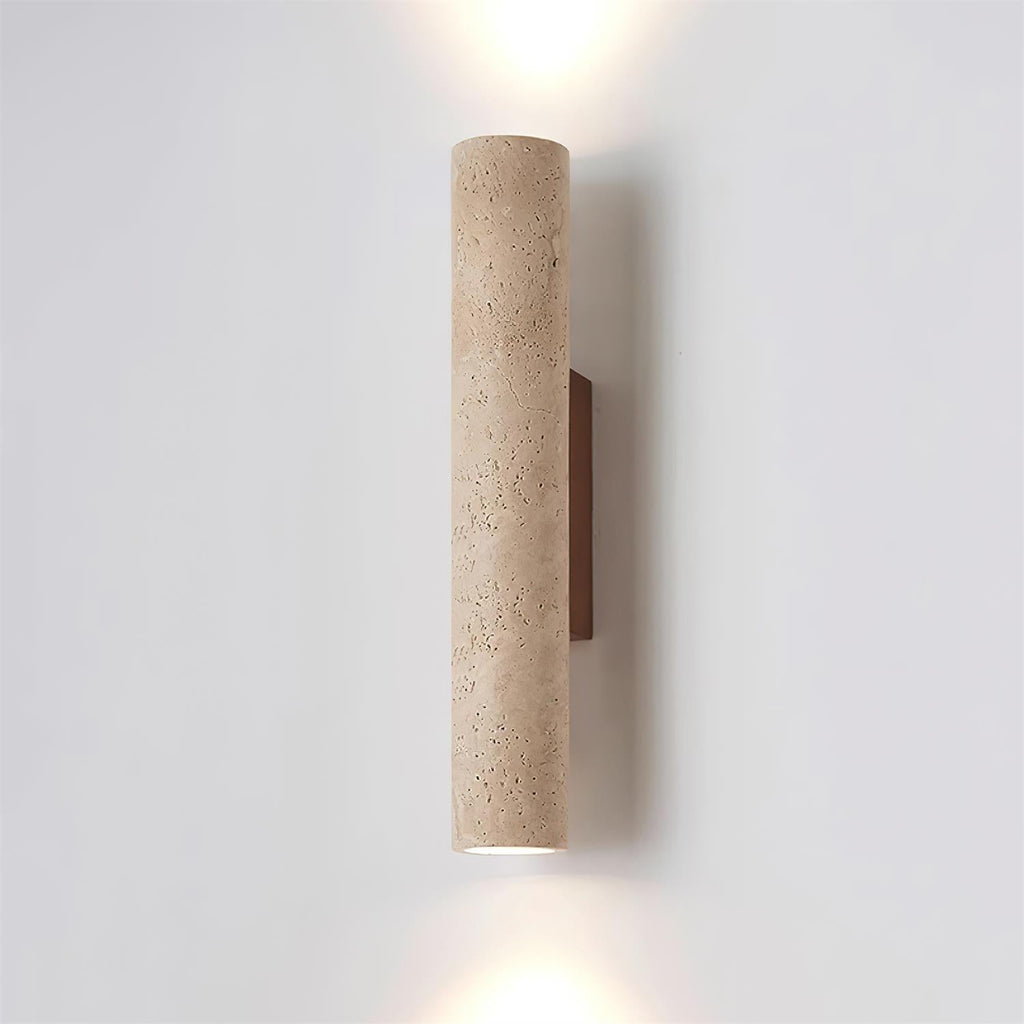 Beige Travertin Væglampe - Valnød Fod 1