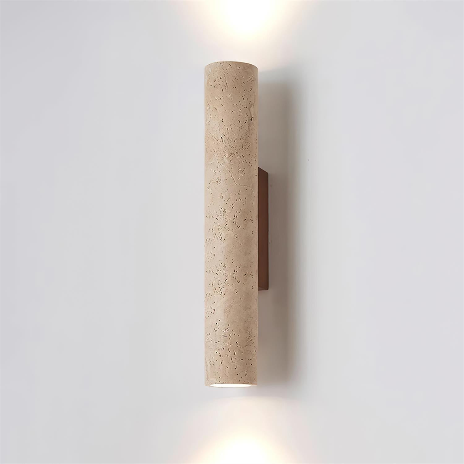 Beige Travertin Væglampe - Valnød Fod 1