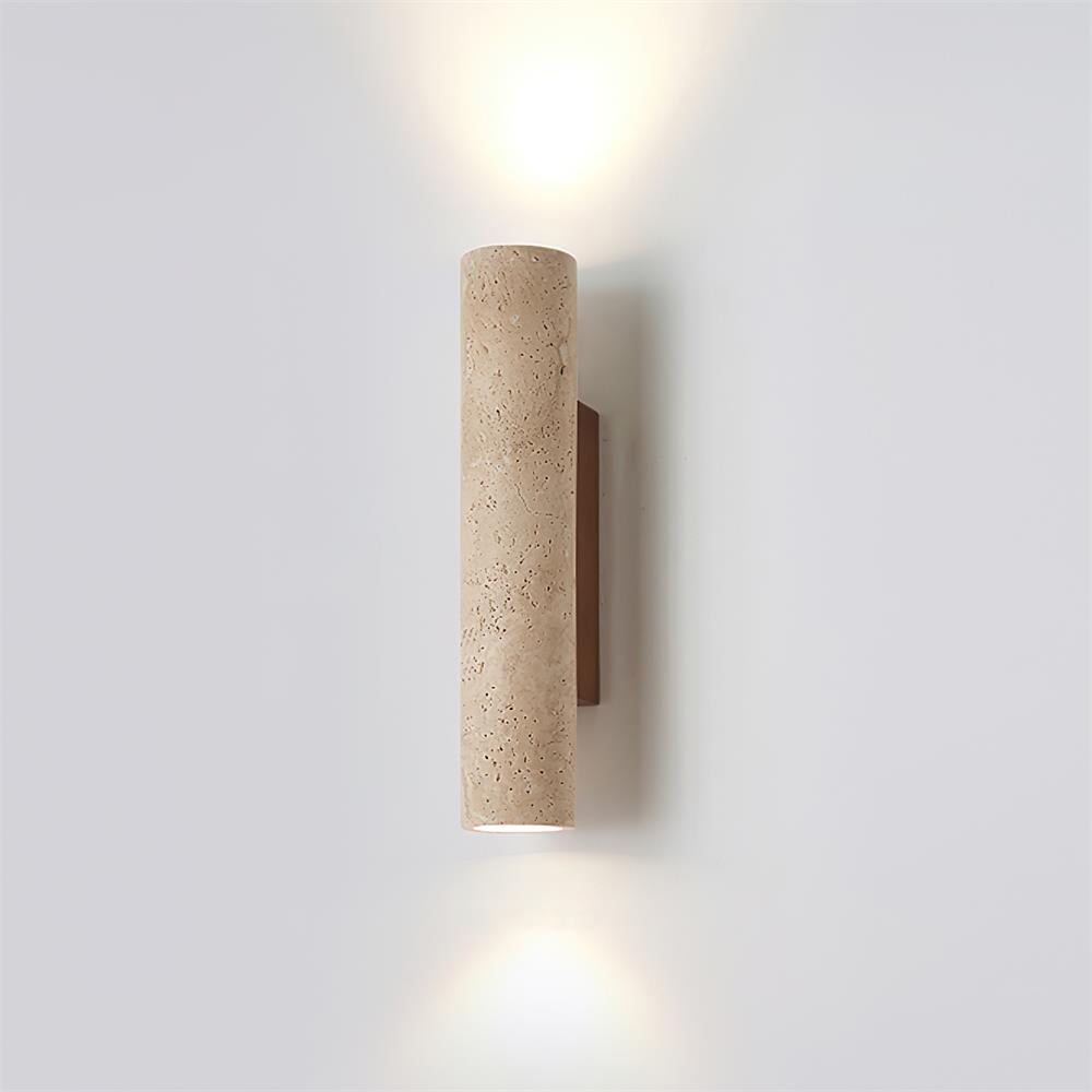 Beige Travertin Væglampe - Valnød Fod 6