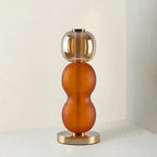 Bobbelformet Bordlampe i Farvet Glas med Messingfod 0