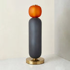 Bobbelformet Bordlampe i Farvet Glas med Messingfod 11