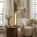 Bobbelformet Bordlampe i Farvet Glas med Messingfod 3