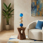 Bobbelformet Bordlampe i Farvet Glas med Messingfod 5