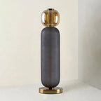 Bobbelformet Bordlampe i Farvet Glas med Messingfod 9