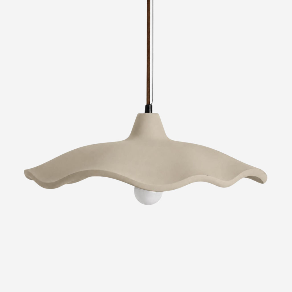 Bølgeformet Pendel Lampe - Sandfarvet Travertin med Organisk Design til Spisebord 4
