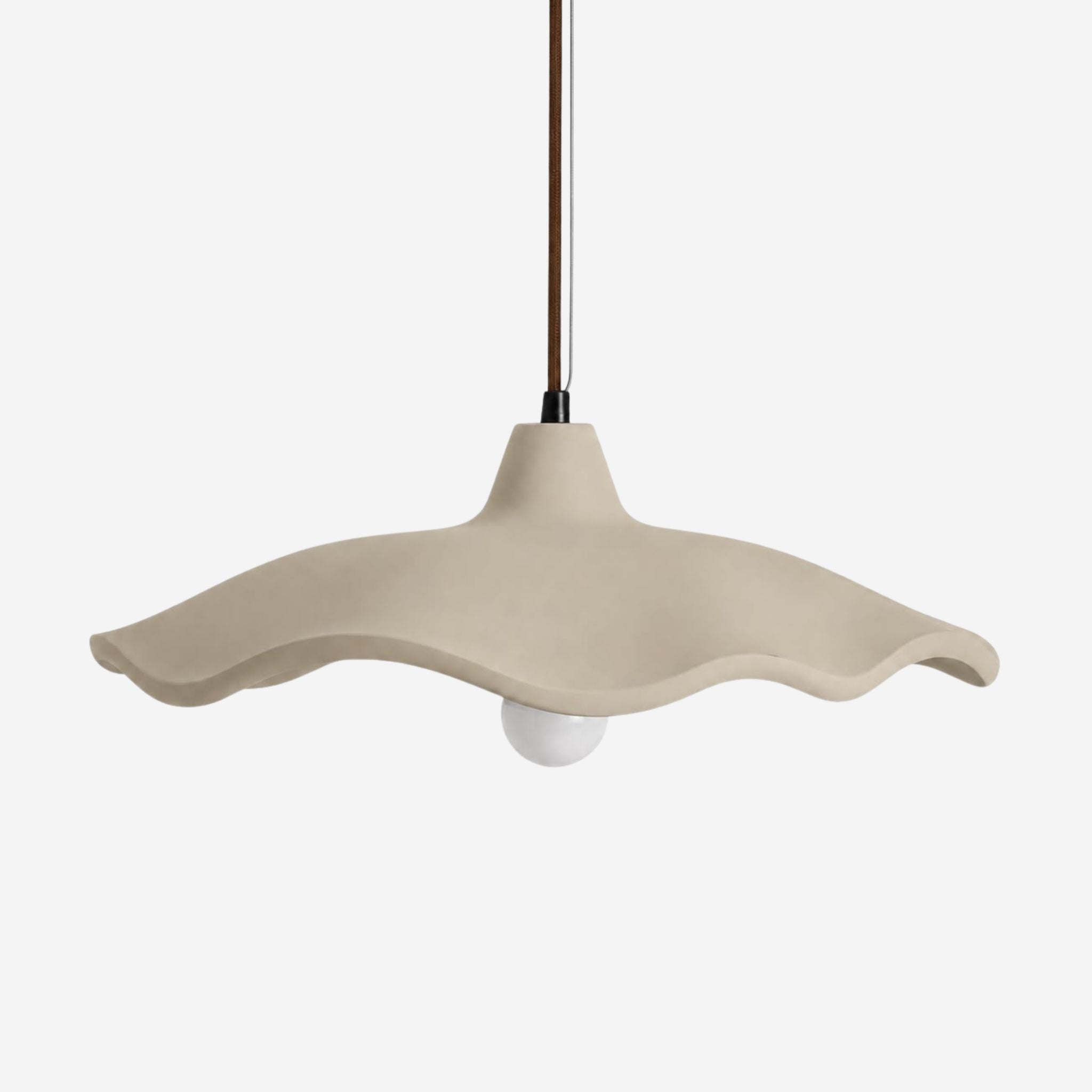 Bølgeformet Pendel Lampe - Sandfarvet Travertin med Organisk Design til Spisebord 4
