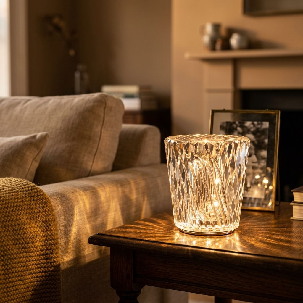 Bordlampe Uden Ledning – Elegant Krystal Design med Indbygget Batteri 0