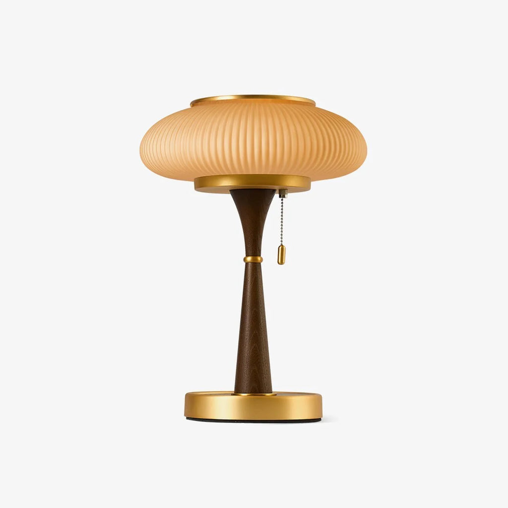 Bordlampe i Glas og Valnødtræ 1