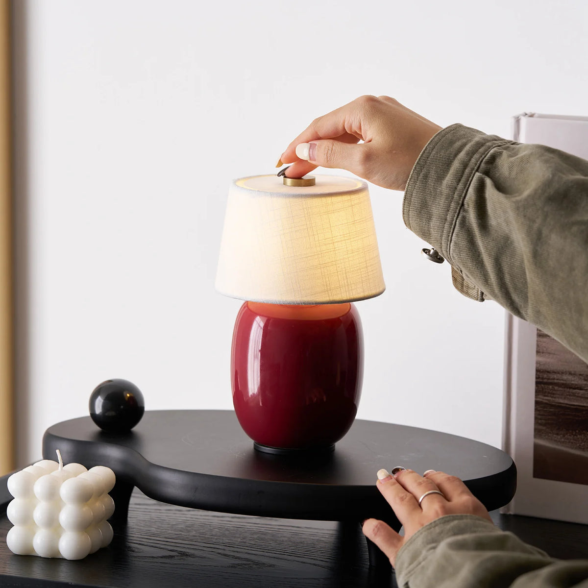 Bordlampe i Stof med Indbygget Batteri og Berøringskontrol 5