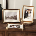 Bordpladefotoramme i Massivt Træ og Messing – Vintage Design til Fotos 2