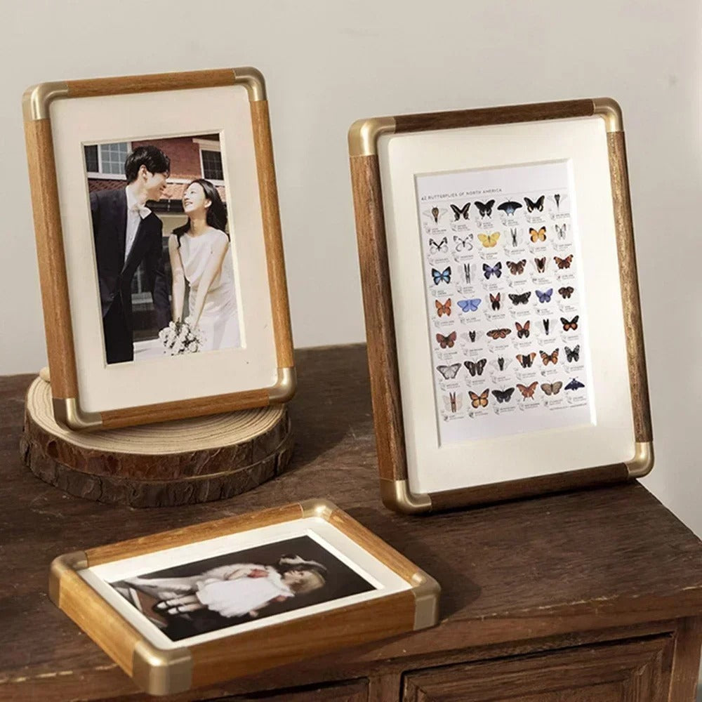 Bordpladefotoramme i Massivt Træ og Messing – Vintage Design til Fotos 4