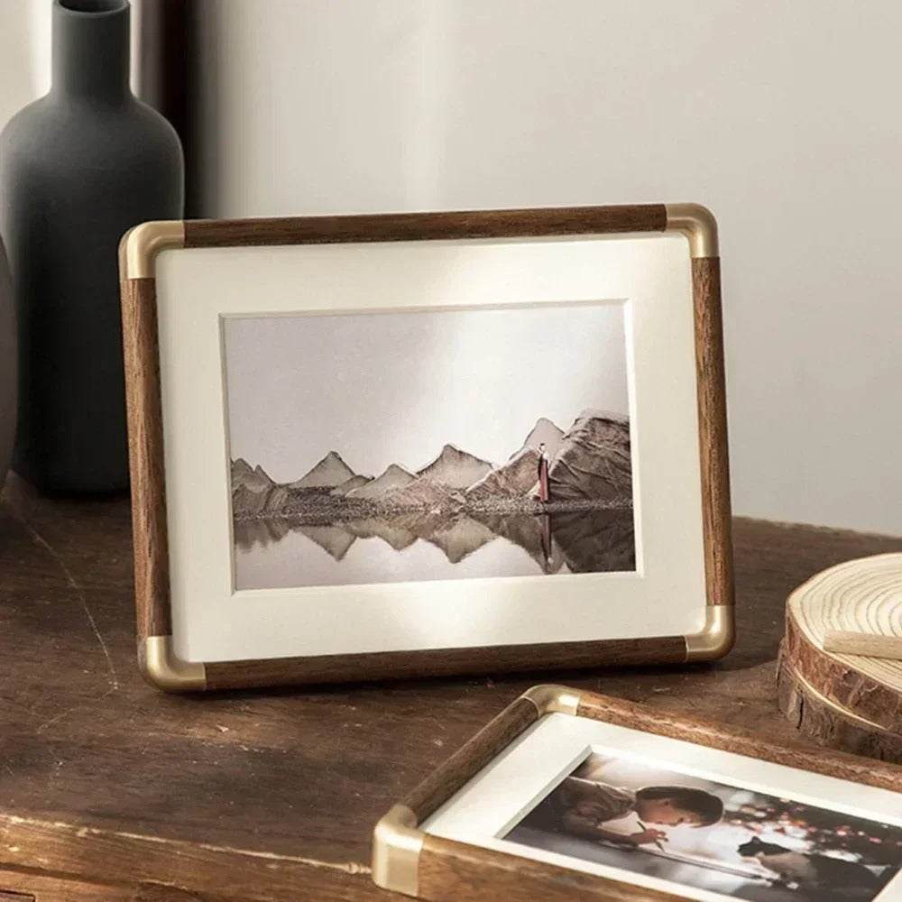 Bordpladefotoramme i Massivt Træ og Messing – Vintage Design til Fotos 5