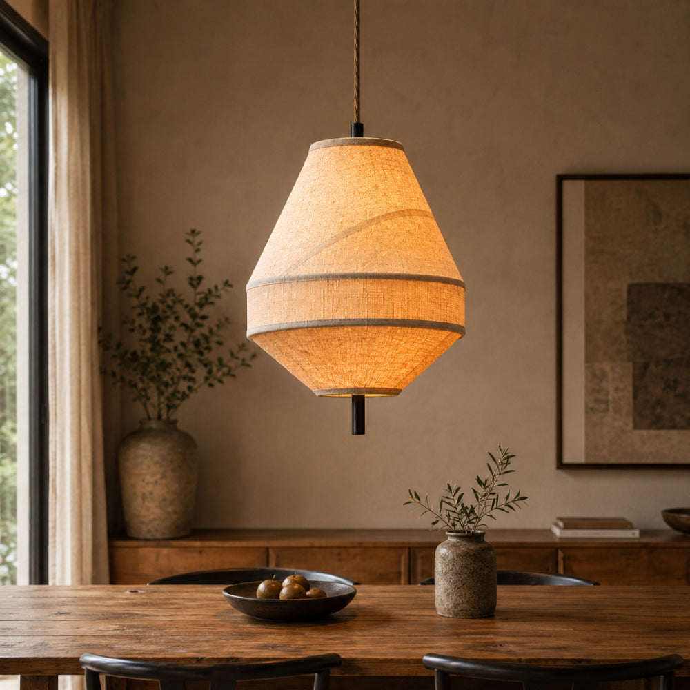 Japandi Loftslampe i Linnedstof – Organisk Design