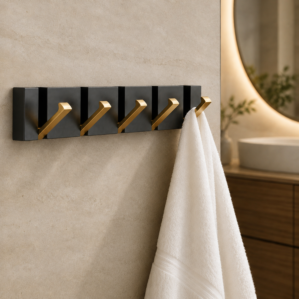 Foldbar Vægkrog i Rustfrit Stål – Minimalistisk Design til Pladsbesparende Opbevaring