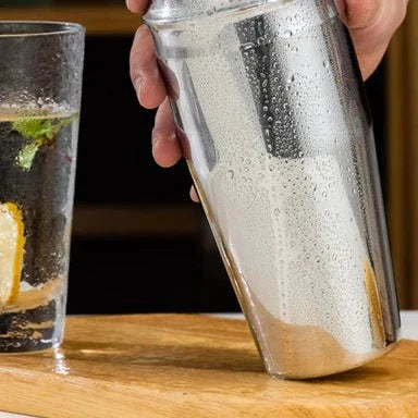 Cocktailshakersæt i Rustfrit Stål med Bambusstativ – Komplet Barværktøj til Hjemmebaren 3