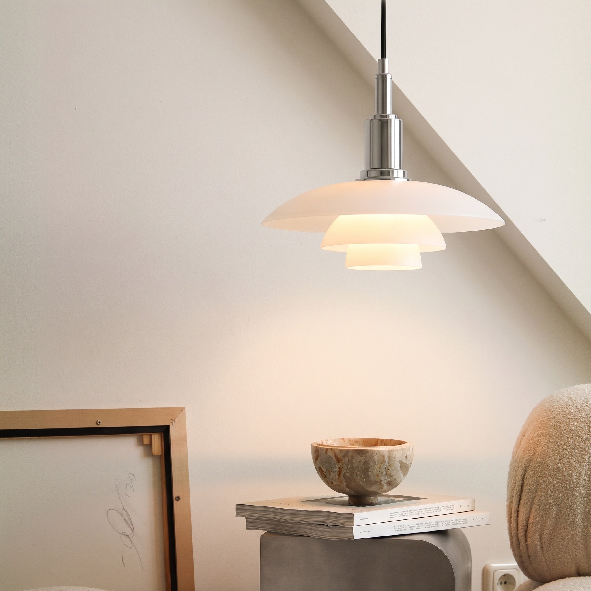 Dansk Design Pendel Lampe - Justerbar Belysning i Glas og Metal 2