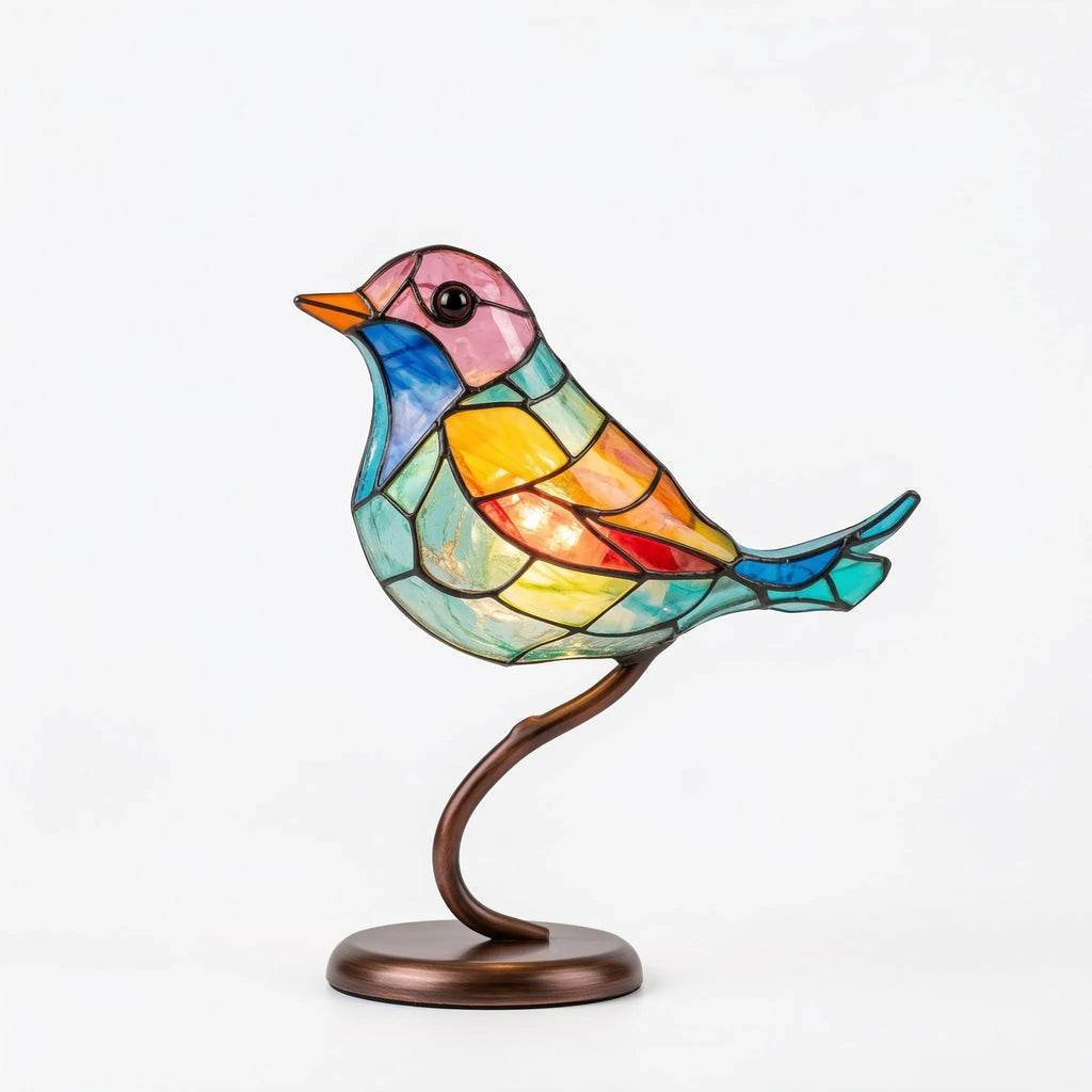 Dekorativ Fuglestatue i Glas – Farverig Glasfigur til Boligen 1