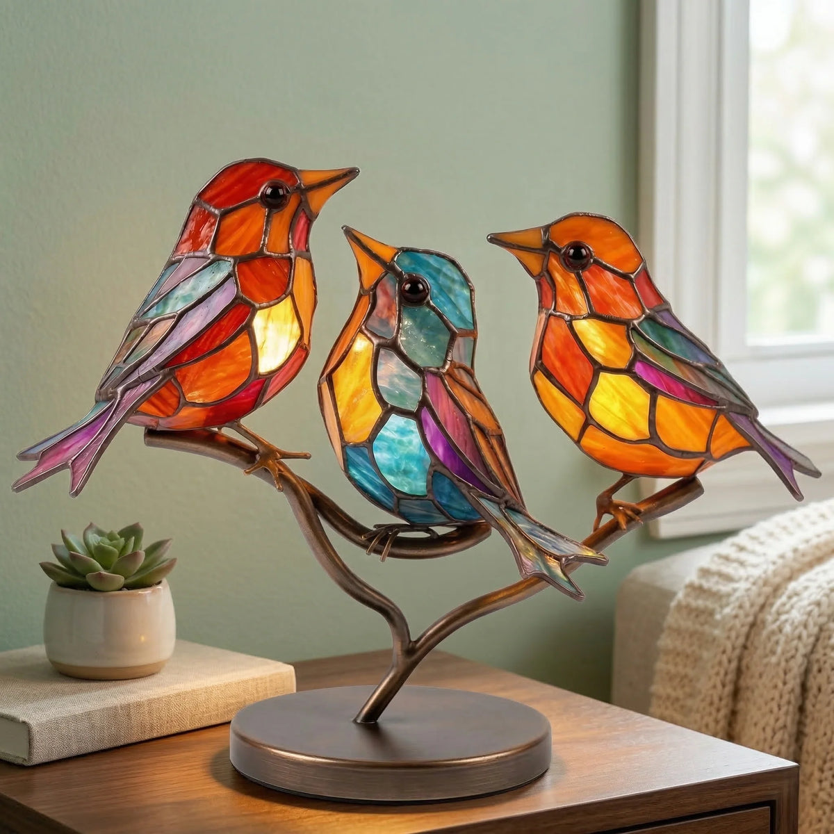 Dekorativ Fuglestatue i Glas – Farverig Glasfigur til Boligen 2