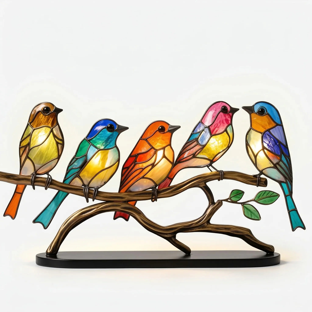 Dekorativ Fuglestatue i Glas – Farverig Glasfigur til Boligen 7