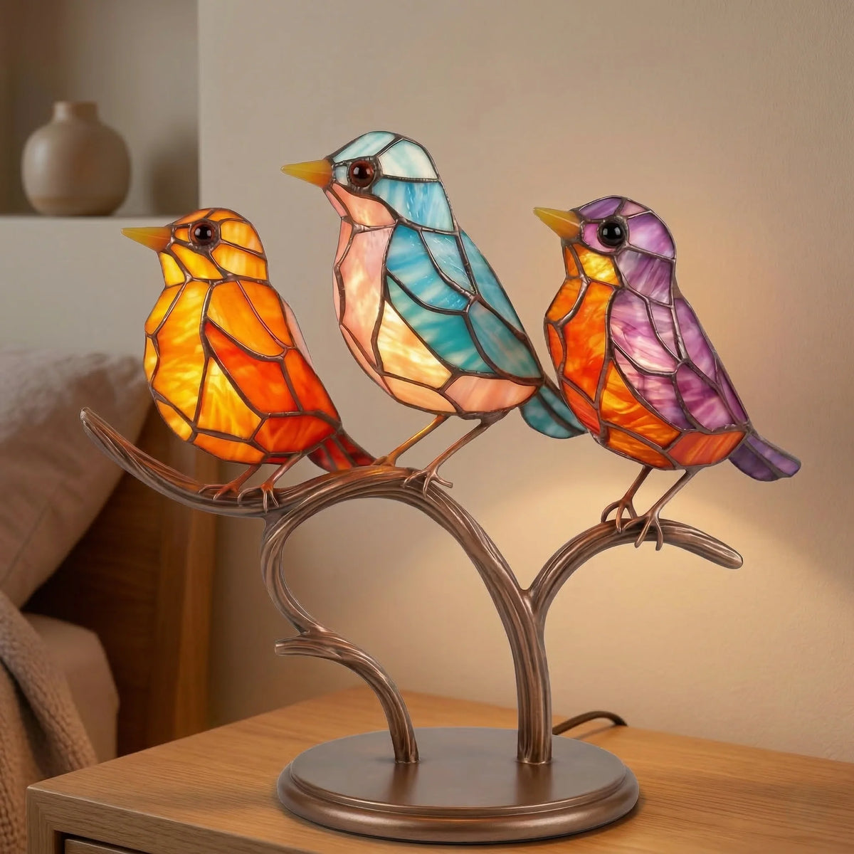 Dekorativ Fuglestatue i Glas – Farverig Glasfigur til Boligen 9