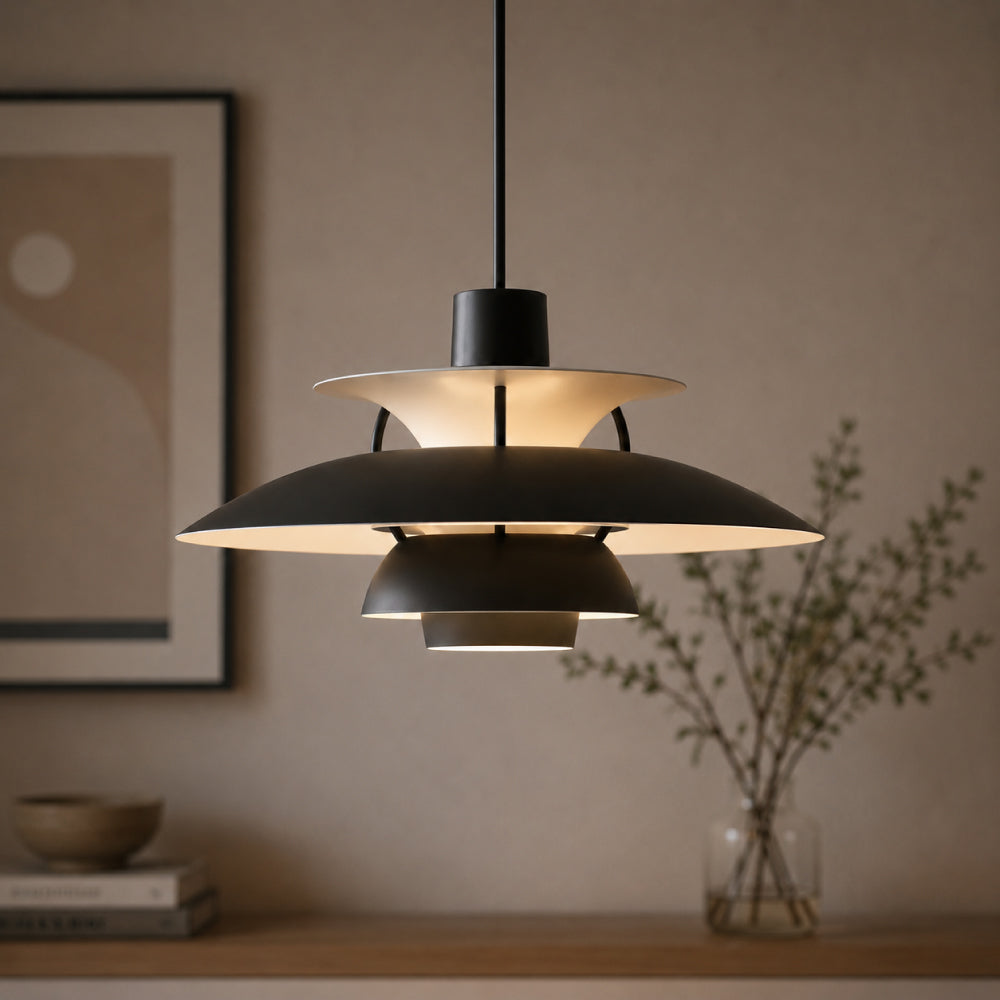 Designer Pendel Lampe i Metal - Flerlags Skærm med Blændfri Belysning 1
