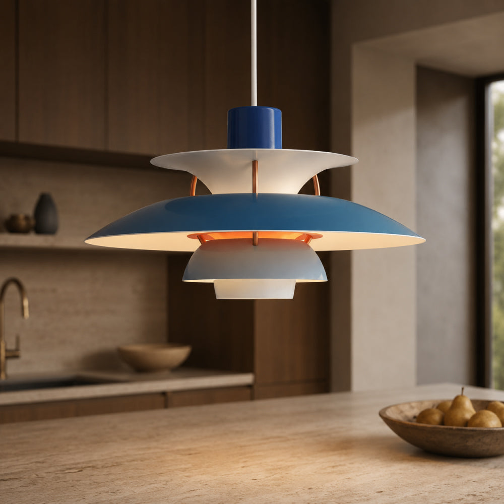 Designer Pendel Lampe i Metal - Flerlags Skærm med Blændfri Belysning 17