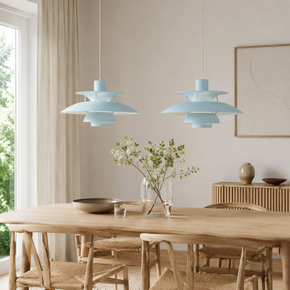 Designer Pendel Lampe i Metal - Flerlags Skærm med Blændfri Belysning 21