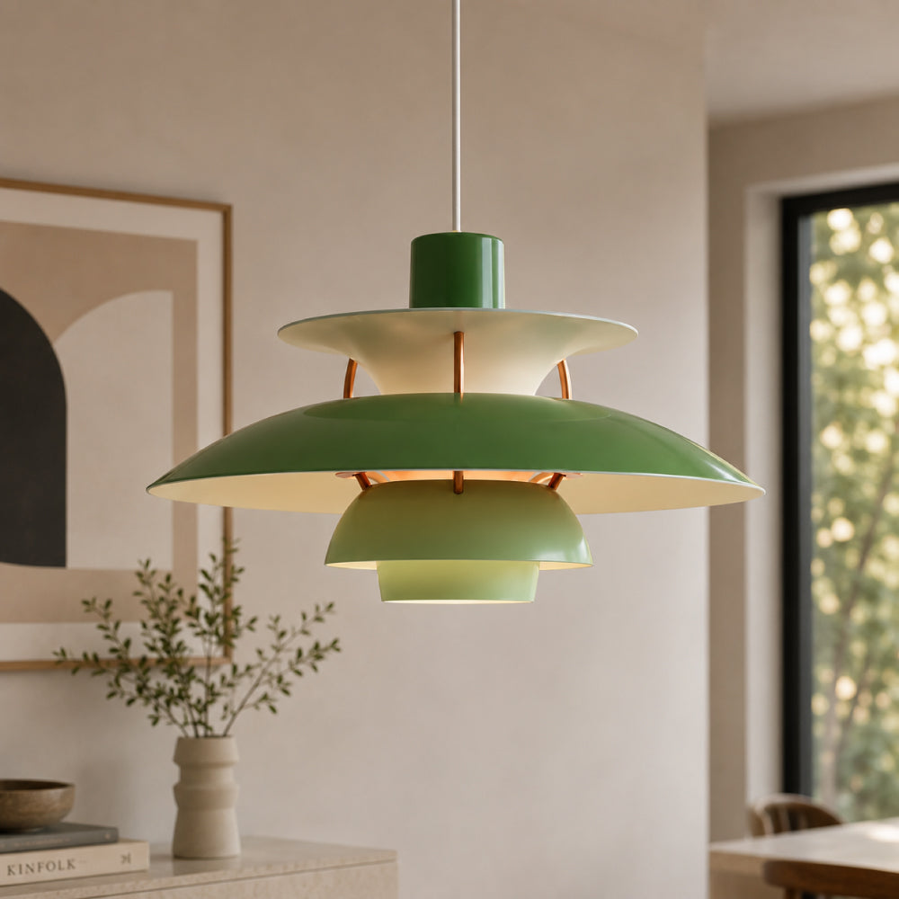 Designer Pendel Lampe i Metal - Flerlags Skærm med Blændfri Belysning 22
