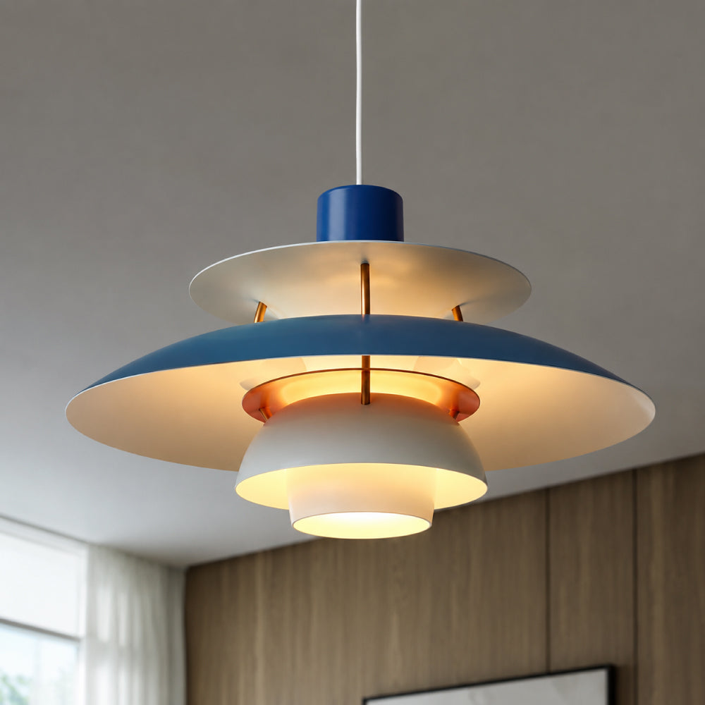 Designer Pendel Lampe i Metal - Flerlags Skærm med Blændfri Belysning 24