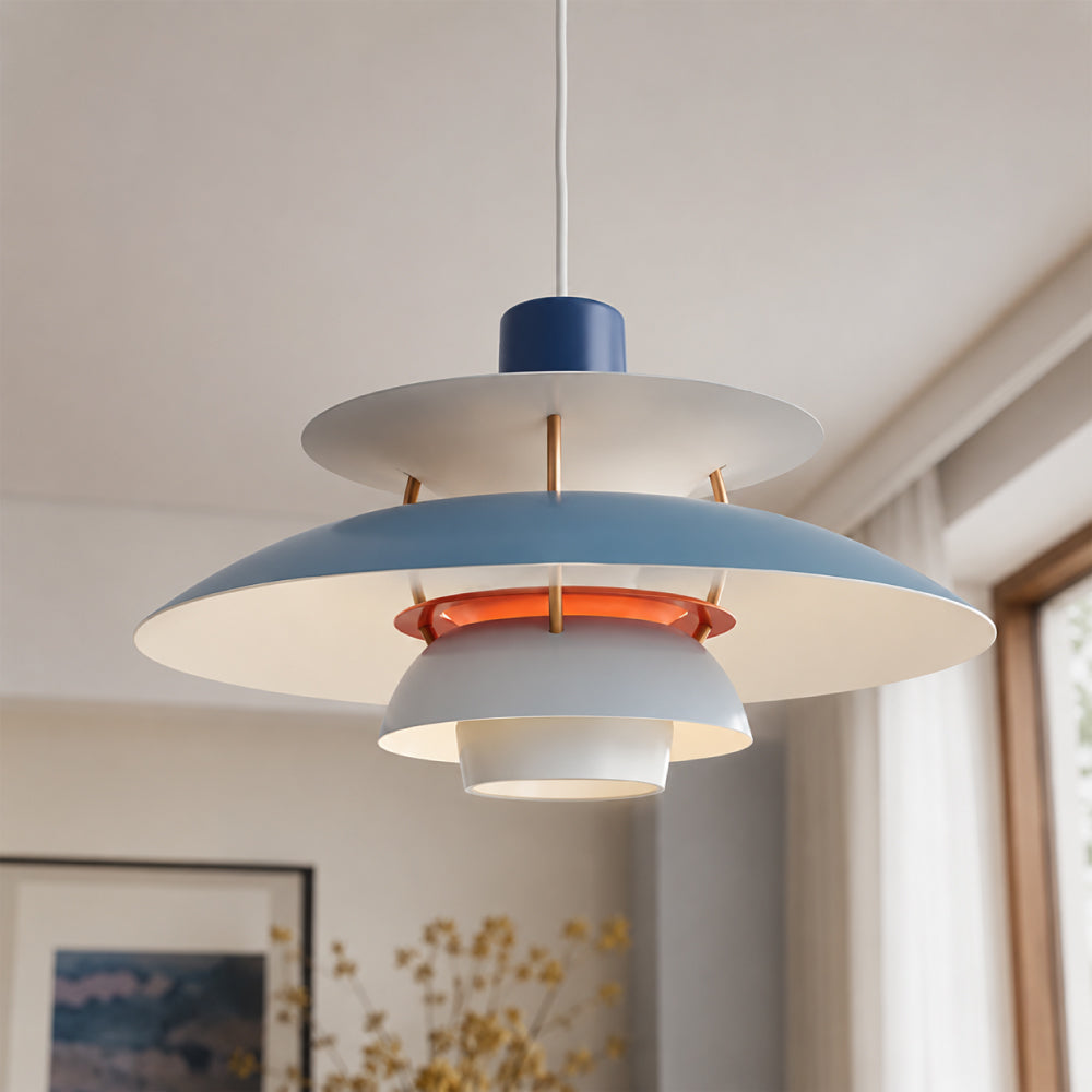 Designer Pendel Lampe i Metal - Flerlags Skærm med Blændfri Belysning 25