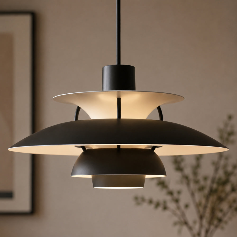 Designer Pendel Lampe i Metal - Flerlags Skærm med Blændfri Belysning 3
