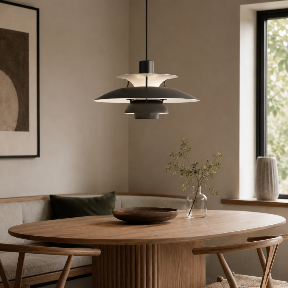 Designer Pendel Lampe i Metal - Flerlags Skærm med Blændfri Belysning 4
