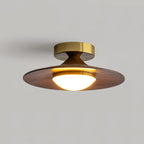 Discformet Loftlampe i Valnød og Messing med Akrylkuppel 0