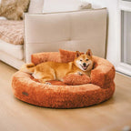 Donut Hundeseng i Blødt Diamond Velvet med Ortopædisk Støtte og Aftagelig Pude 1