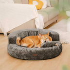 Donut Hundeseng i Blødt Diamond Velvet med Ortopædisk Støtte og Aftagelig Pude 10