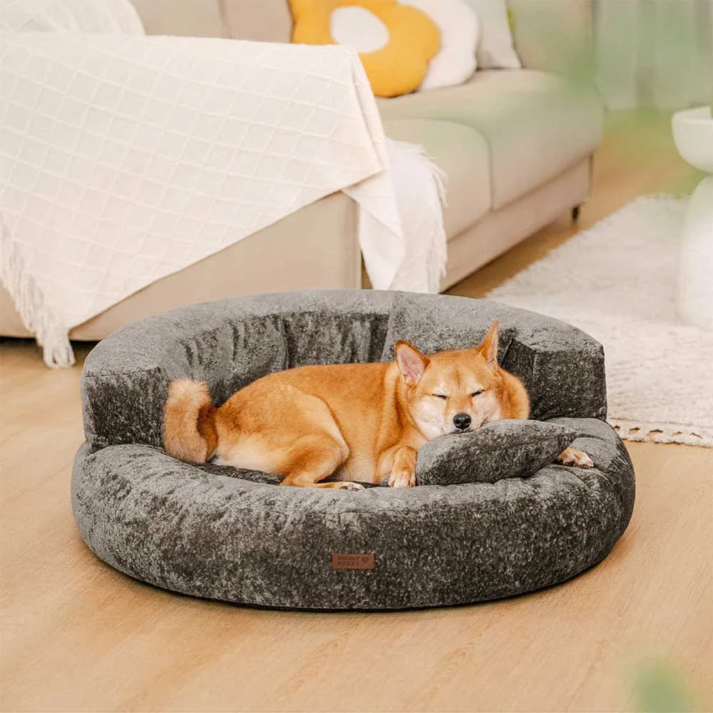 Donut Hundeseng i Blødt Diamond Velvet med Ortopædisk Støtte og Aftagelig Pude 10