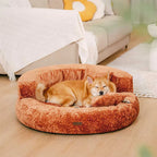 Donut Hundeseng i Blødt Diamond Velvet med Ortopædisk Støtte og Aftagelig Pude 3