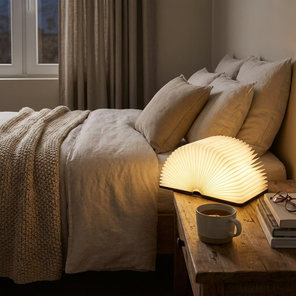 Foldbar Bordlampe i Bogdesign med Genopladeligt Batteri 0