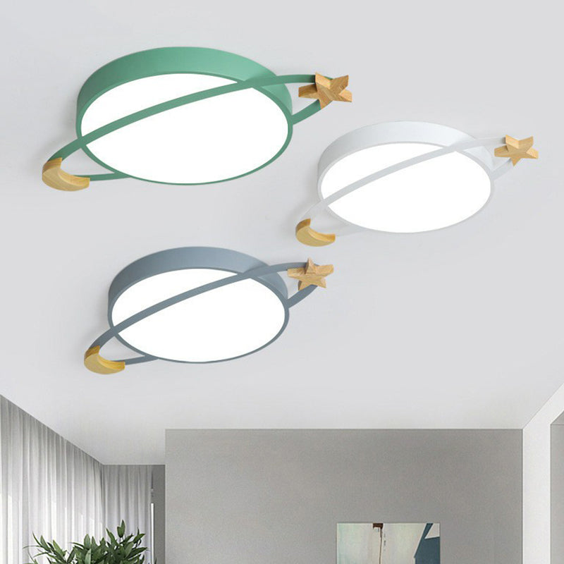Forsænket Loftslampe i Metal med Træ Måne og Stjerne – Energibesparende LED 3