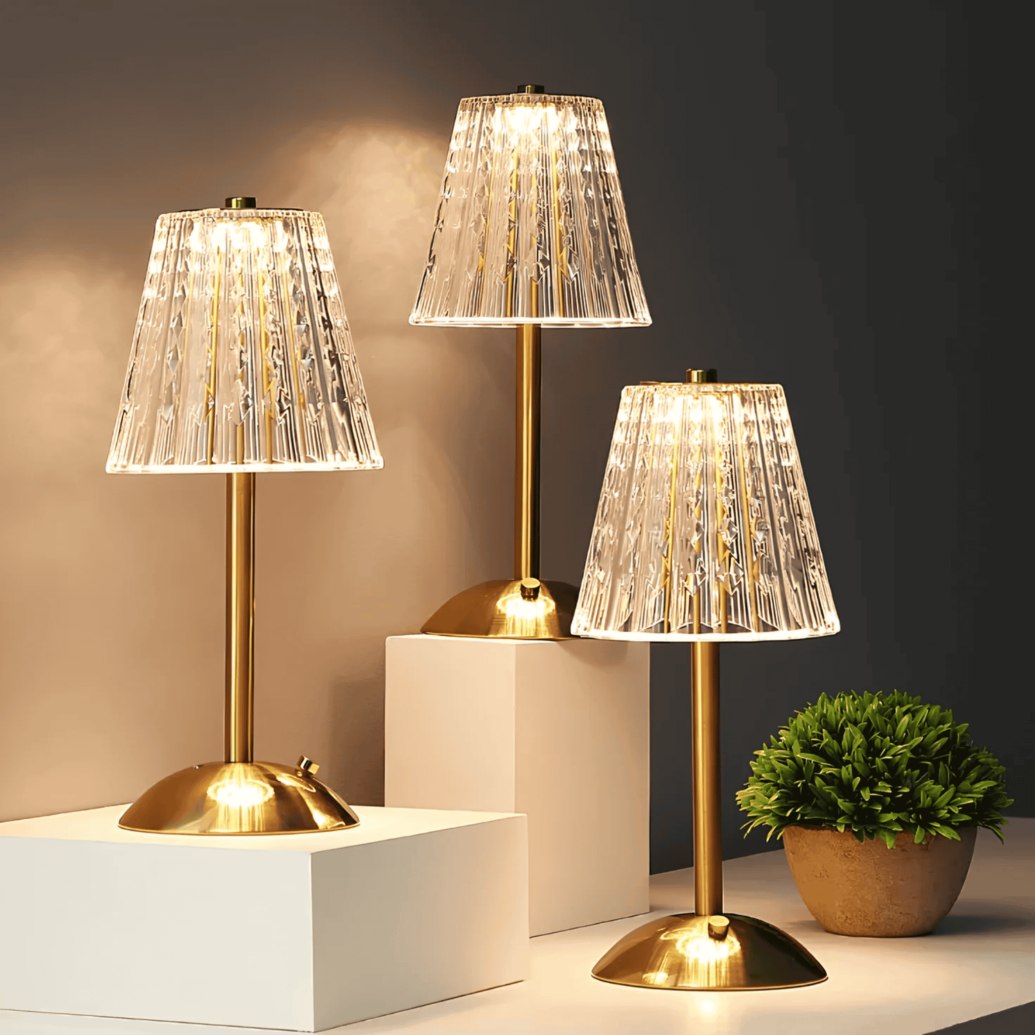 Genopladelig Bordlampe Uden Ledning – Elegant Krystalskærm med Touch-Dæmpning 6