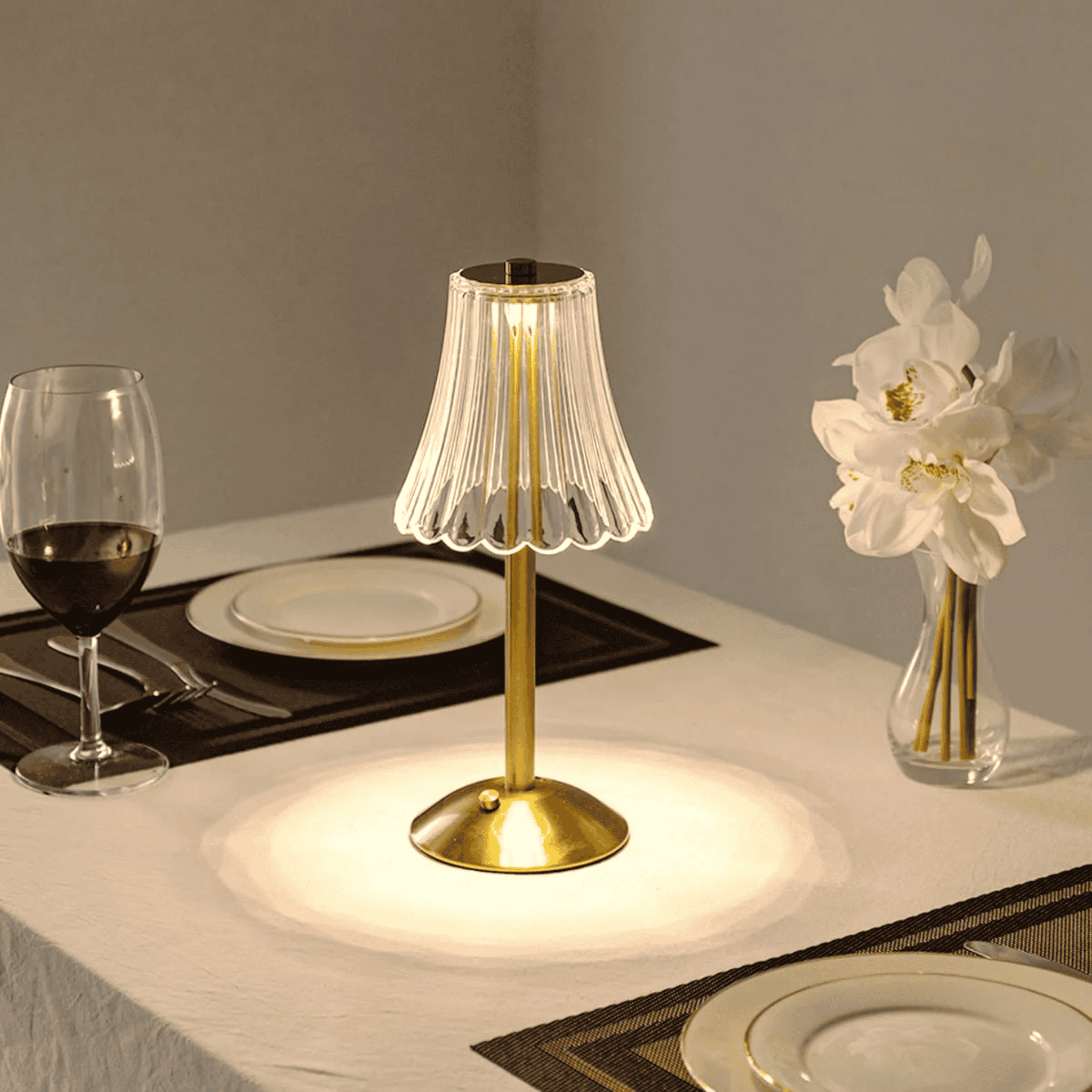 Genopladelig Bordlampe Uden Ledning – Elegant Krystalskærm med Touch-Dæmpning 7