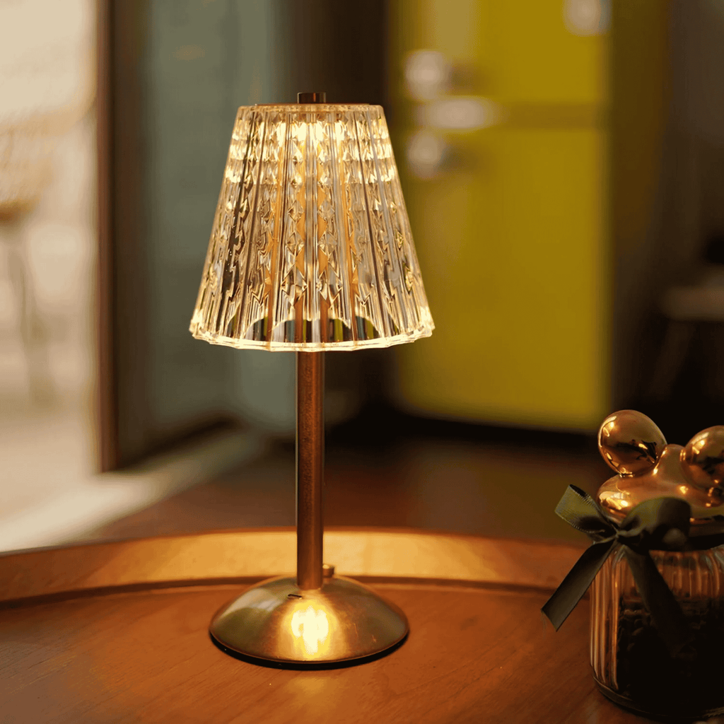 Genopladelig Bordlampe Uden Ledning – Elegant Krystalskærm med Touch-Dæmpning 8
