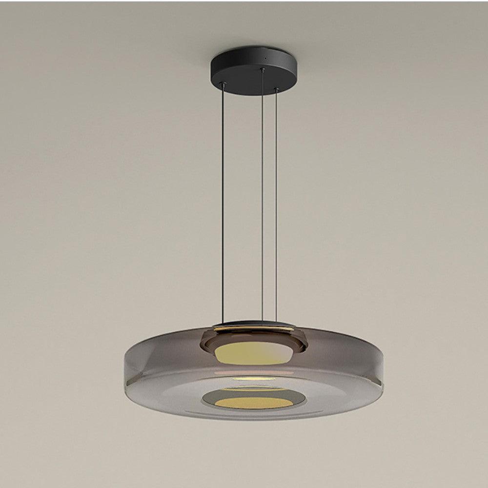 Glas Pendel Lampe - Lagdelt Glasdesign i Tonet Glas med Justerbar Højde 11