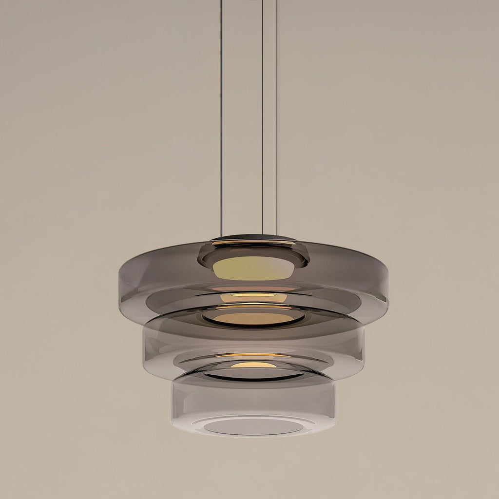 Glas Pendel Lampe - Lagdelt Glasdesign i Tonet Glas med Justerbar Højde 12