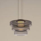 Glas Pendel Lampe - Lagdelt Glasdesign i Tonet Glas med Justerbar Højde 12