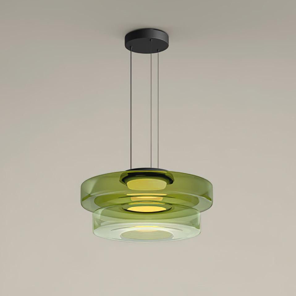 Glas Pendel Lampe - Lagdelt Glasdesign i Tonet Glas med Justerbar Højde 14