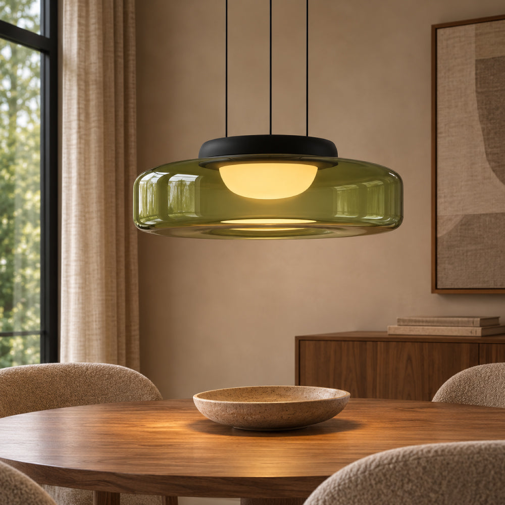 Glas Pendel Lampe - Lagdelt Glasdesign i Tonet Glas med Justerbar Højde 23