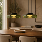 Glas Pendel Lampe - Lagdelt Glasdesign i Tonet Glas med Justerbar Højde 24